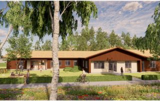 Illustrationsbild: Accent Arkitekter Genererad vy av blivande byggnaden Grusåsen 5